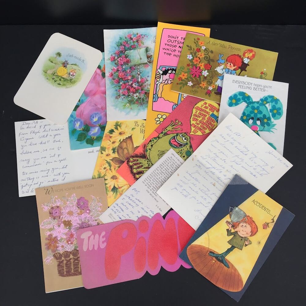 Vintage greeting Cards LOT ephemera Used 1970's GREAT Graphics Scrapbooking